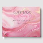 Roze gemarmerde achtergrond gastenboek (Voorkant)