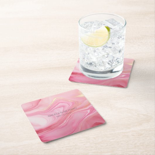 Roze gemarmerde achtergrond kartonnen onderzetters (Insitu)