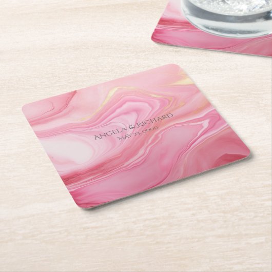 Roze gemarmerde achtergrond kartonnen onderzetters (Schuin)