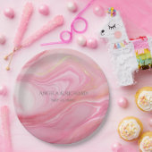 Roze gemarmerde achtergrond papieren bordje (Feest)