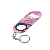 Roze gemarmerde iriserende flesopening Sleutelhang Mini Flessenopener (Achterkant Gekanteld)