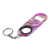 Roze gemarmerde iriserende flesopening Sleutelhang Mini Flessenopener (Voorkant Gekanteld)