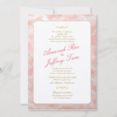 Roze gemarmerde trouwuitnodiging goudkoraal kaart (Voorkant)