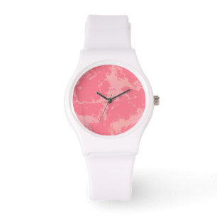 Roze gemarmerde wolk abstract horloge