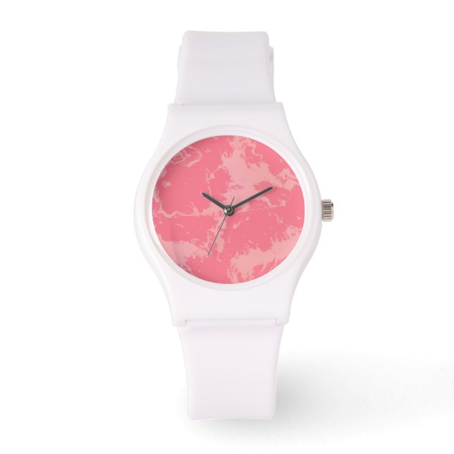 Roze gemarmerde wolk abstract horloge (Voorkant)