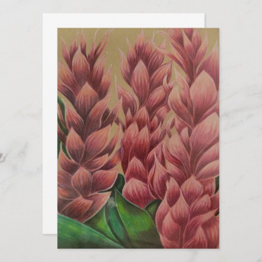 Roze gemberkaart (blanco binnenkant) (Voorkant / Achterkant)