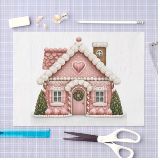 Roze Gemberkoekhuis Tissuepapier (Craft)