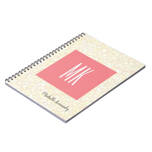 Roze gemerkt professioneel modern mozaïek notitieboek (Linkerzijde)