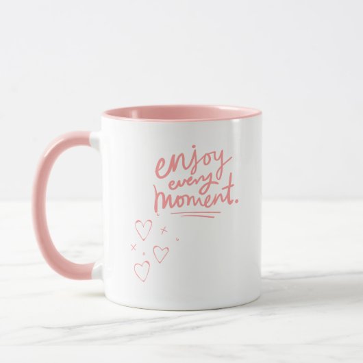 Roze "Geniet van elk moment" Mok (Links)