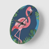Roze Geo Flamingo met naam Ronde Klok (Hoek)