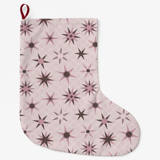  roze Geo Stars - patroon. Grote Kerstsok (Voorkant)