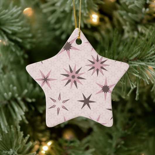  roze Geo Stars - patroon. Keramisch Ornament (Boom)