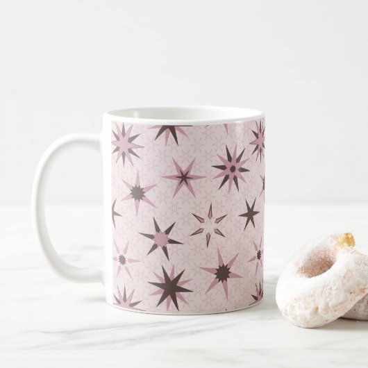  roze Geo Stars - patroon. Koffiemok (Met donut)