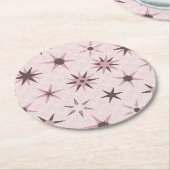 roze Geo Stars - patroon. Ronde Kartonnen Onderzetter (Gebogen)