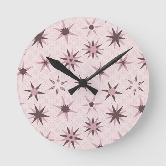 roze Geo Stars - patroon. Ronde Klok (Voorkant)