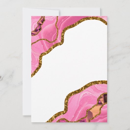 Roze Geode Agate Gold Cross Baptisme Christening Kaart (Achterkant)