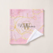 Roze Geode Agate Gold Monogram Bad Handdoek (Wasdoekje)