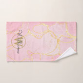 Roze Geode Agate Gold Monogram Bad Handdoek (Handdoek)
