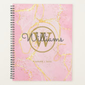 Roze Geode Agate Gouden Monogram 2023 Planner (Voorkant)