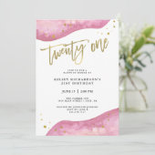 Roze Geode en Faux Gold Kijk | 21ste verjaardag Kaart (Staand voorkant)