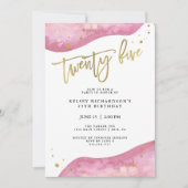 Roze Geode en Faux Gold Kijk | 25e verjaardag Kaart (Voorkant)