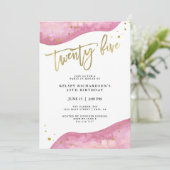 Roze Geode en Faux Gold Kijk | 25e verjaardag Kaart (Staand voorkant)