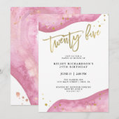 Roze Geode en Faux Gold Kijk | 25e verjaardag Kaart (Voorkant / Achterkant)