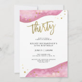 Roze Geode en Faux Gold Kijk | 30e verjaardag Kaart (Voorkant)