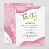 Roze Geode en Faux Gold Kijk | 30e verjaardag Kaart (Voorkant / Achterkant)