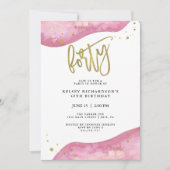 Roze Geode en Faux Gold Kijk | 40e verjaardag Kaart (Voorkant)