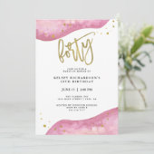 Roze Geode en Faux Gold Kijk | 40e verjaardag Kaart (Staand voorkant)