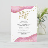 Roze Geode en Faux Gold Kijk | 50e verjaardag Kaart (Staand voorkant)