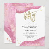 Roze Geode en Faux Gold Kijk | 50e verjaardag Kaart (Voorkant / Achterkant)