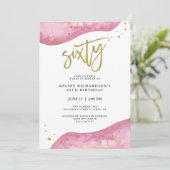 Roze Geode en Faux Gold Kijk | 60e verjaardag Kaart (Staand voorkant)