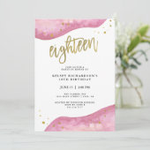 Roze Geode en Nep Gouden Uiterlijk | 18e Verjaarda Kaart (Staand voorkant)