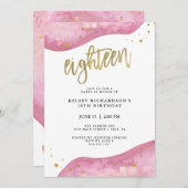 Roze Geode en Nep Gouden Uiterlijk | 18e Verjaarda Kaart (Voorkant / Achterkant)