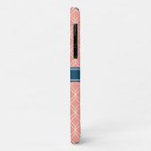 Roze Geometric Diamond Pattern Blue Monogram Case-Mate iPhone Case (Achterkant/links)
