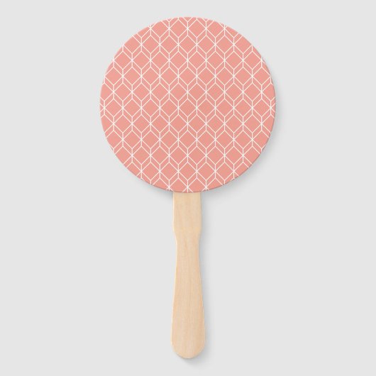 Roze Geometric Diamond Pattern Blue Monogram Handwaaier (Achterkant)