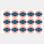 Roze Geometric Diamond Pattern Blue Monogram Labels (Vel)