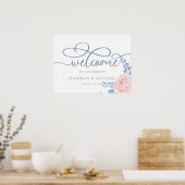 Roze Geometric Gold Lijst Weddenschap Welkomstwoor Poster (Keuken)