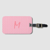 Roze Geometric Patterned Monogram Bagagelabel (Voorkant (horizontaal))