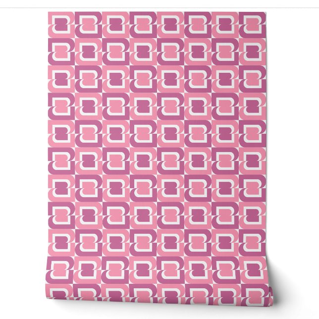 Roze Geometrisch Behang (Afrollen)