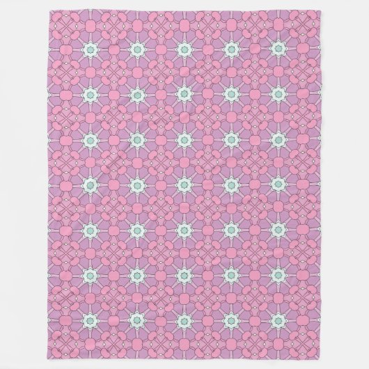 Roze geometrisch bloemmotief fleece deken (Voorkant)