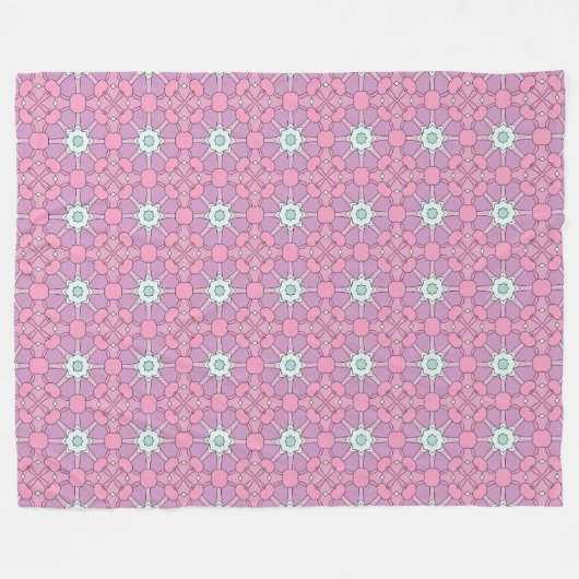 Roze geometrisch bloemmotief fleece deken (Voorkant (Horizontaal))