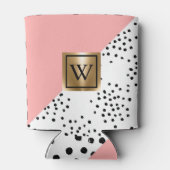 Roze Geometrisch en Polka Dots Blikjeskoeler (Achterkant)