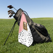 Roze Geometrisch en Polka Dots Golfhanddoek (Groen)