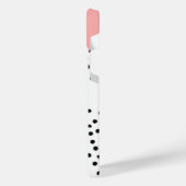 Roze Geometrisch en Polka Dots iPhone Hoesje (Linkerkant)