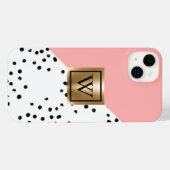 Roze Geometrisch en Polka Dots iPhone Hoesje (Achterkant horizontaal)