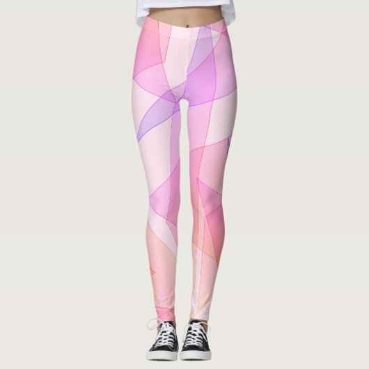 Roze geometrisch leggings (Voorkant)