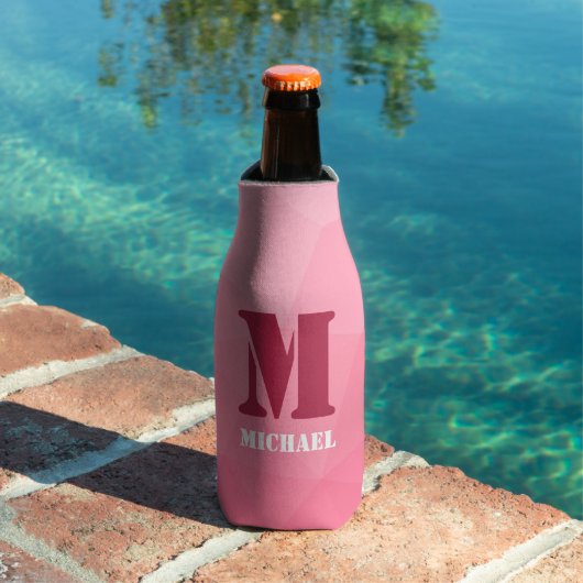 Roze geometrisch mesh patroon Monogram Flesjeskoeler (Insitu Zwembad)